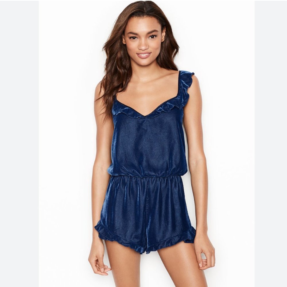 Victoria's Secret Blue Velvet Romper